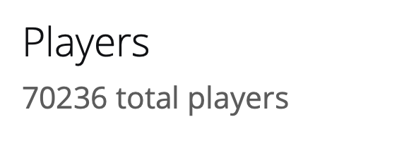 A screenshot that says 'Players: 70236 total players'