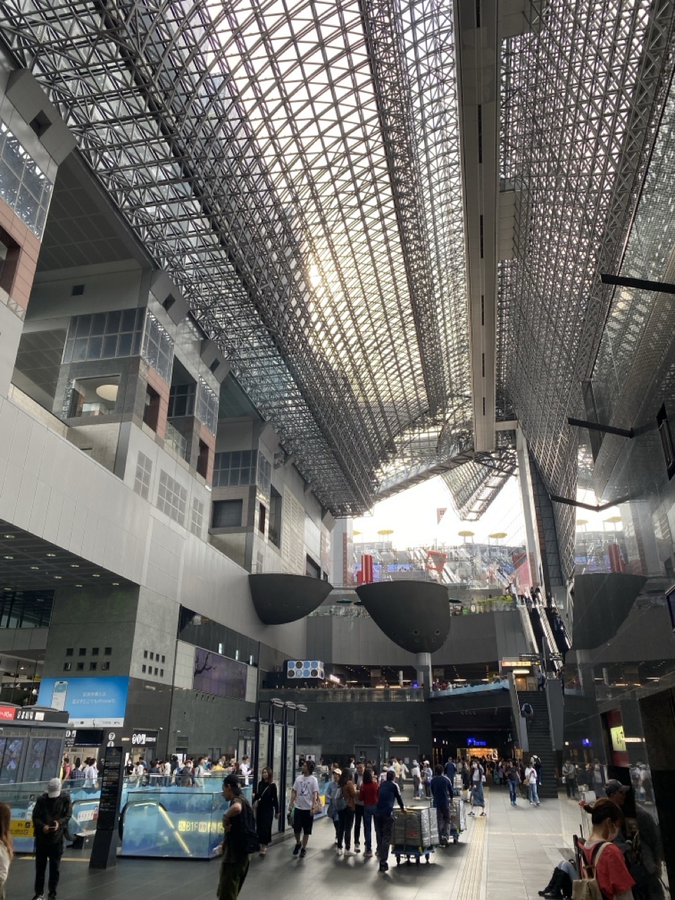 A view of Kyoto station’s high ceiling
