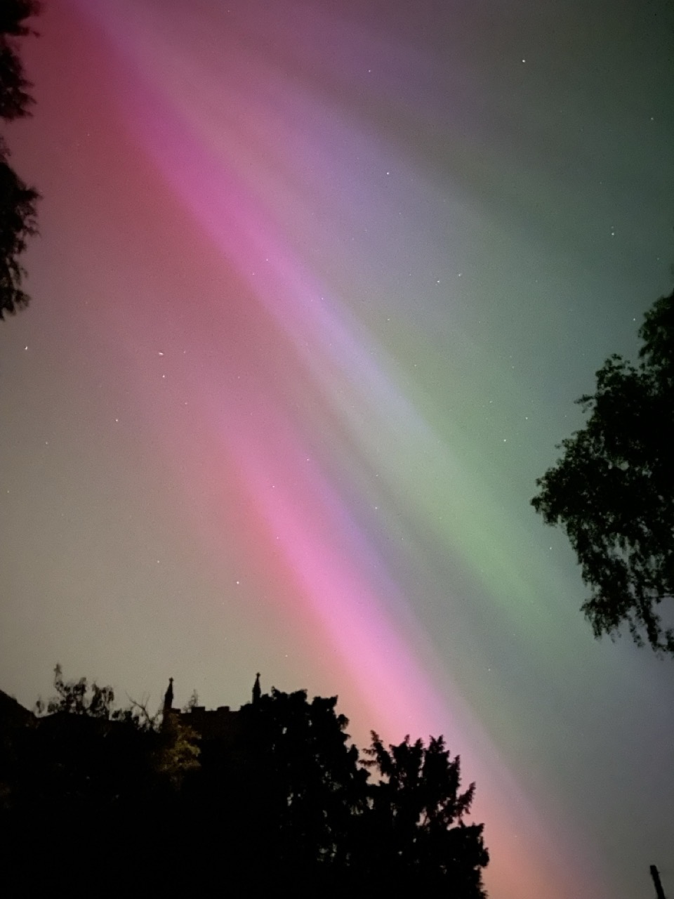 Northern Lights, pink and green