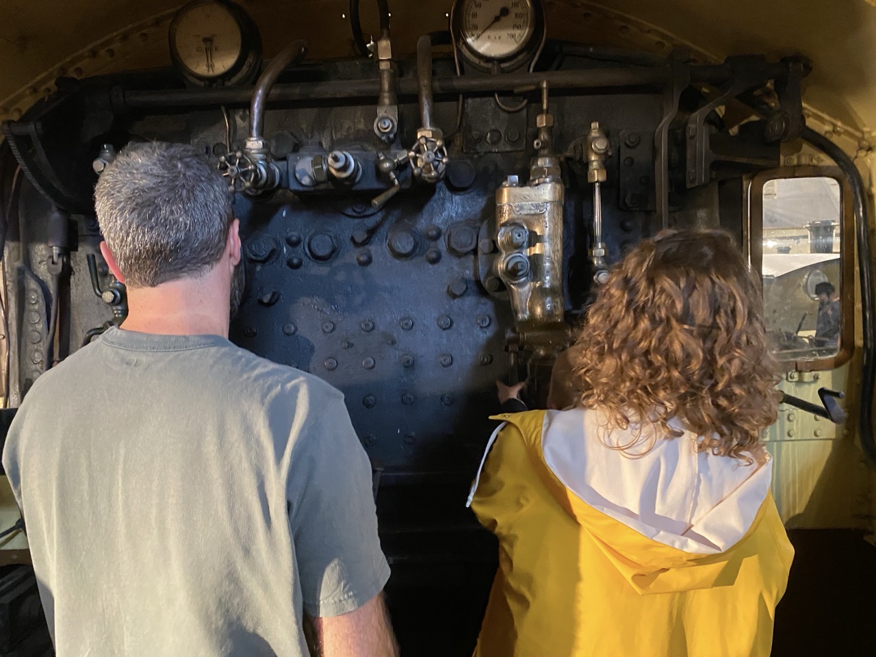 My brother and Lucy, driving a train