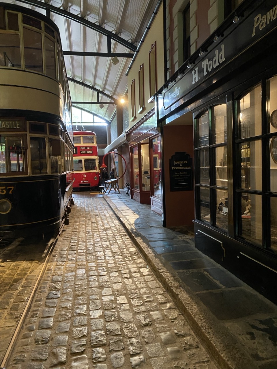A bit of the museum made to look like an old Belfast street, with trams