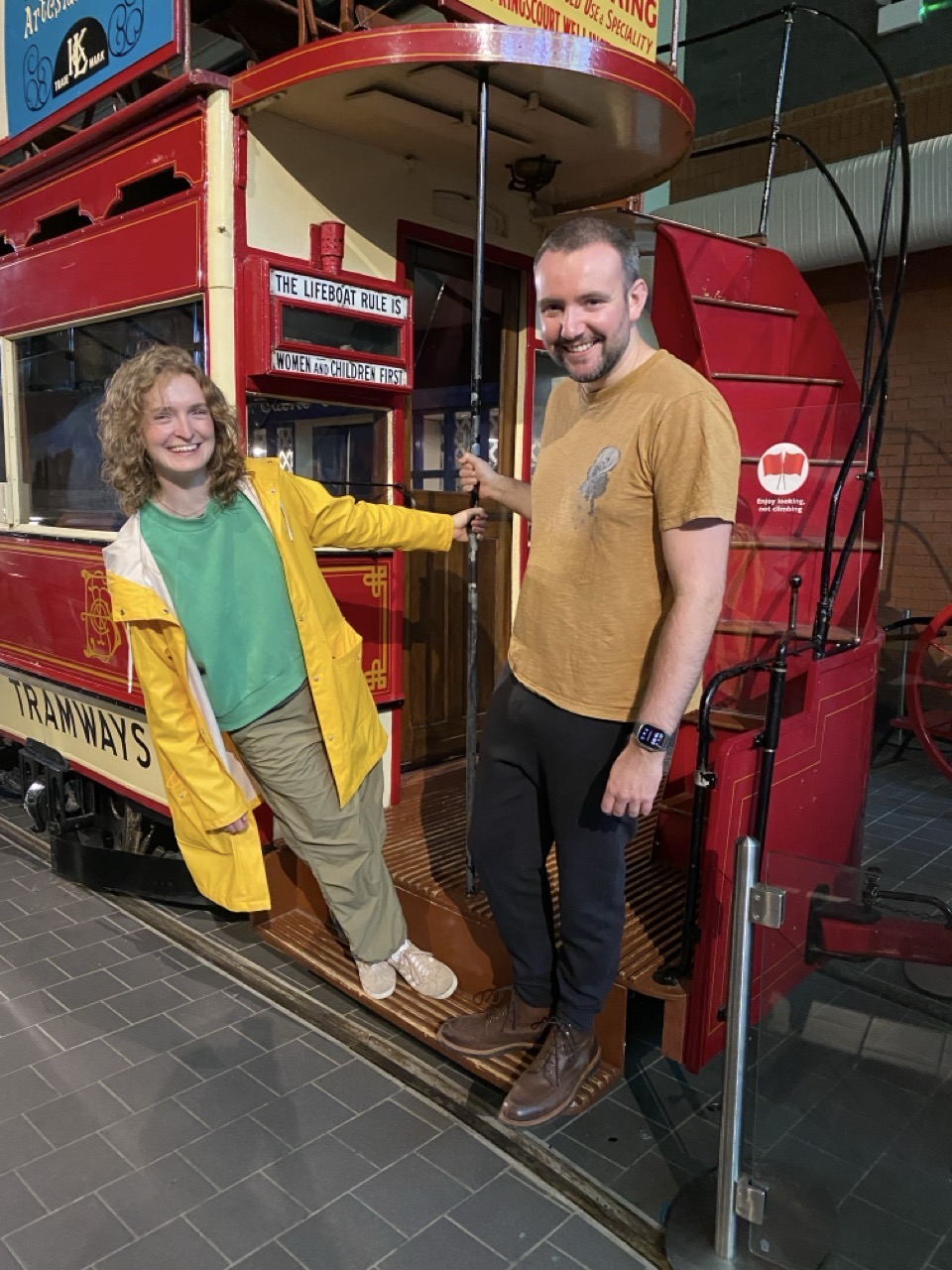 Me and Lucy on the back of a tram