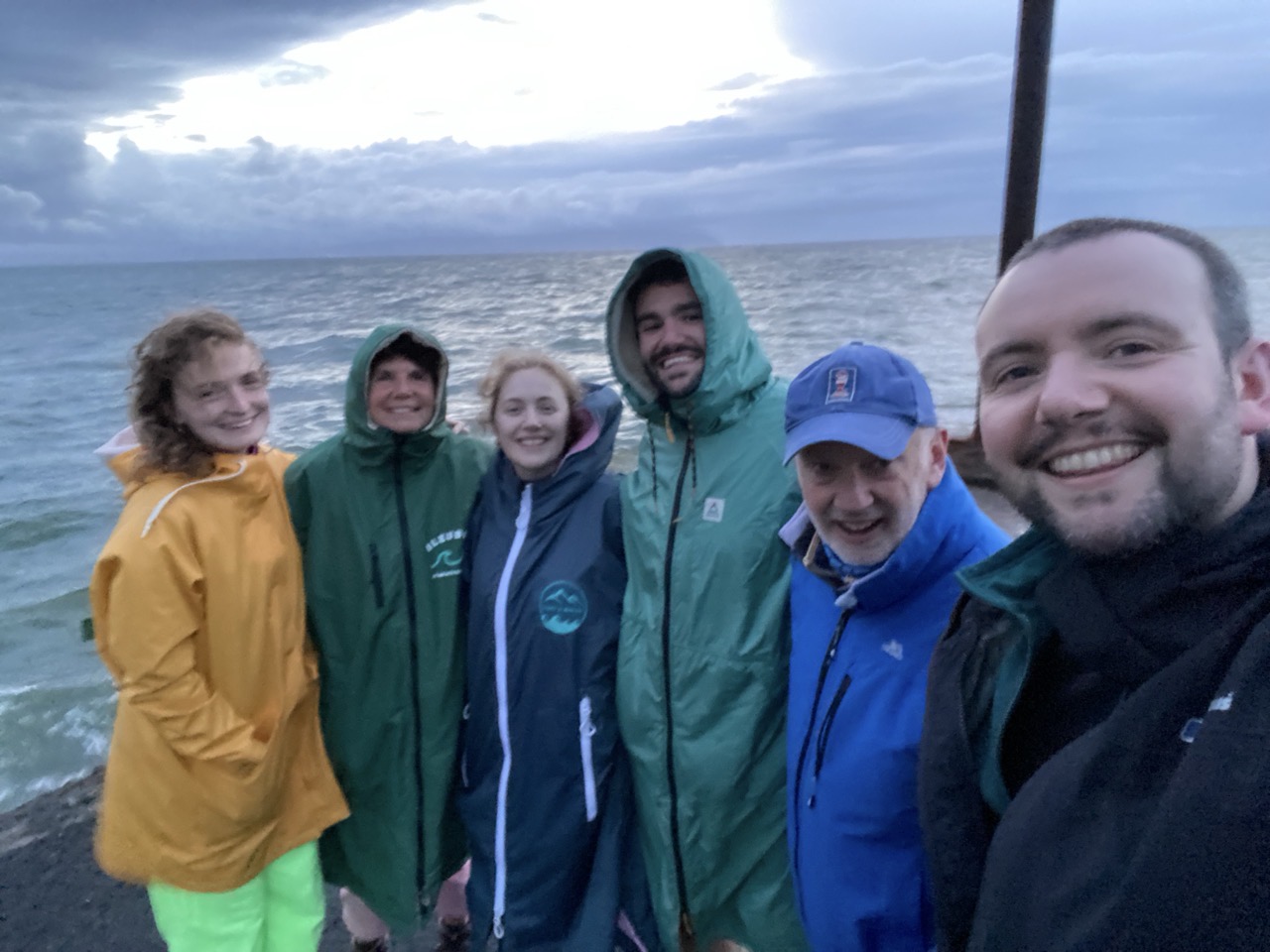 Me, Lucy, my parents, my brother and his wife, all by the sea