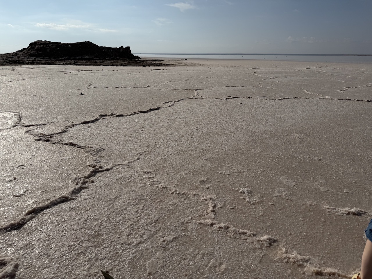 The salt flats stretching out to the sea