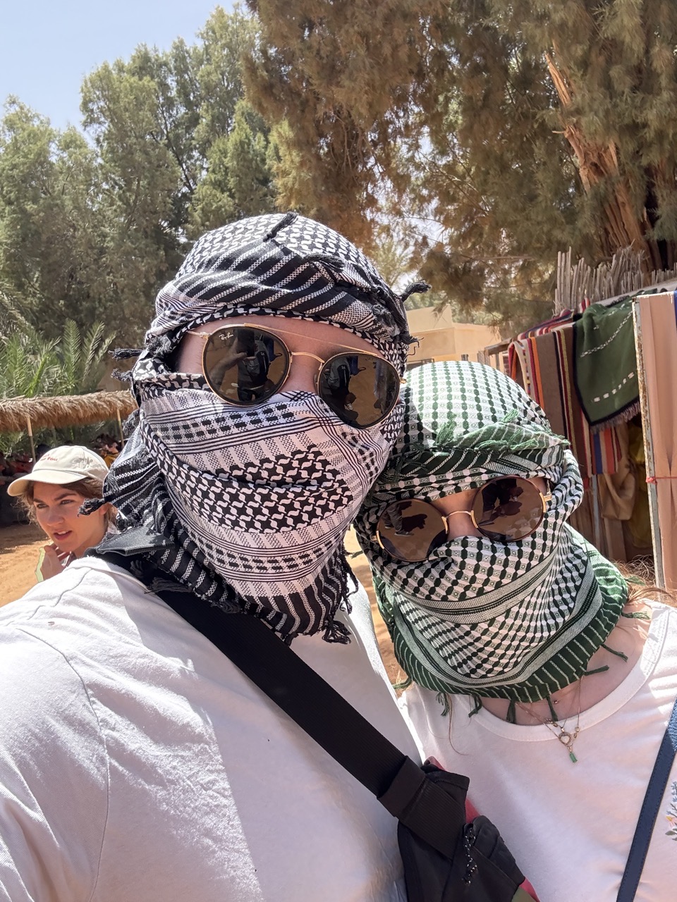 Me and Lucy wrapped up against the desert dust