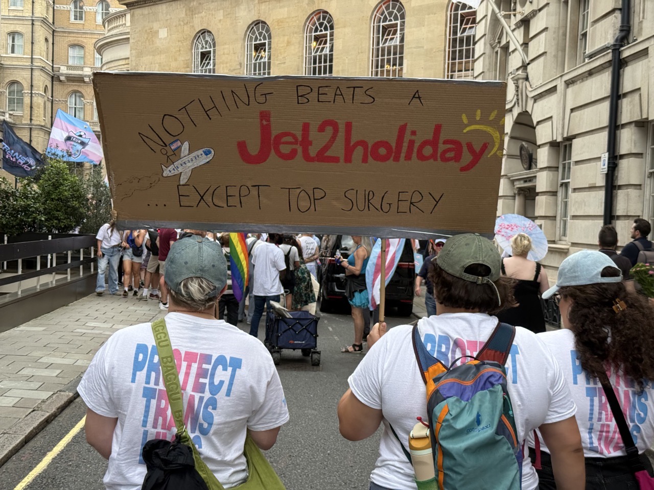 Cathryn and Vincent with their Jet 2 holiday sign