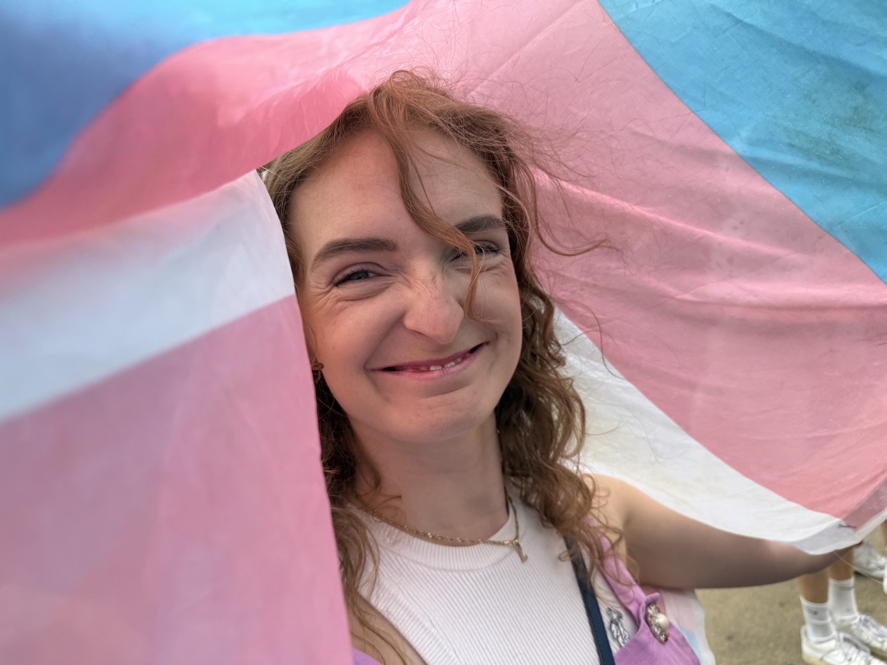 Lucy with trans flag