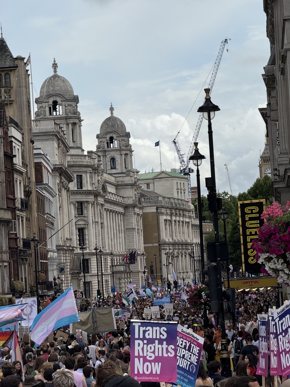 View of the crowd heading down to Parliament Square