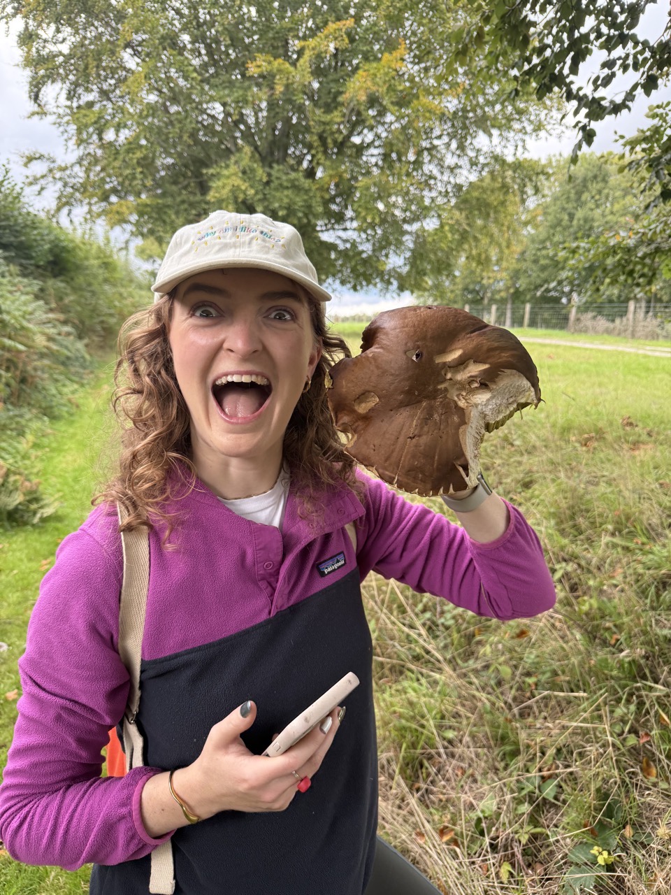 Lucy with an enormous bolete of some description
