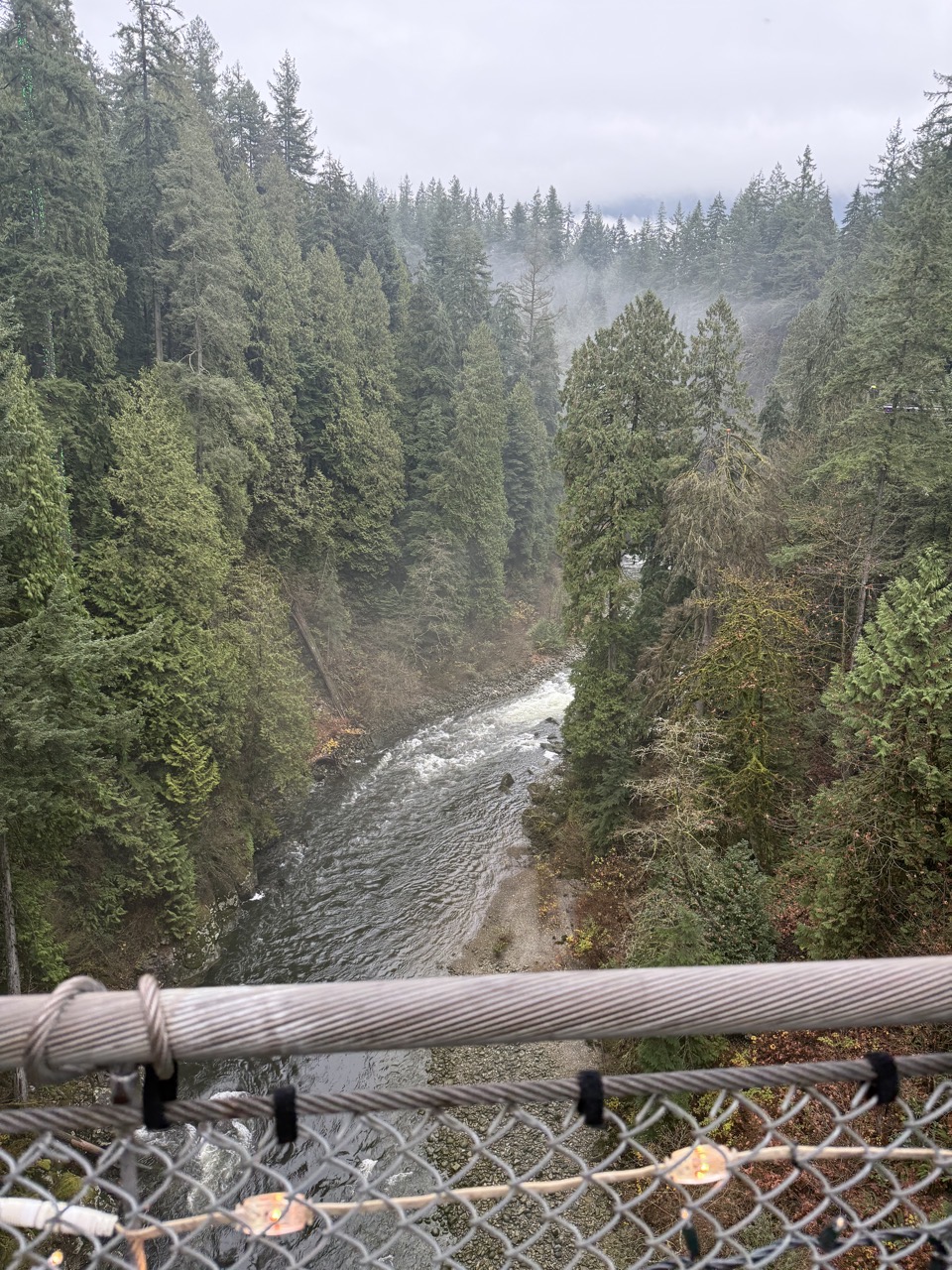 The river below over the edge of the bridge