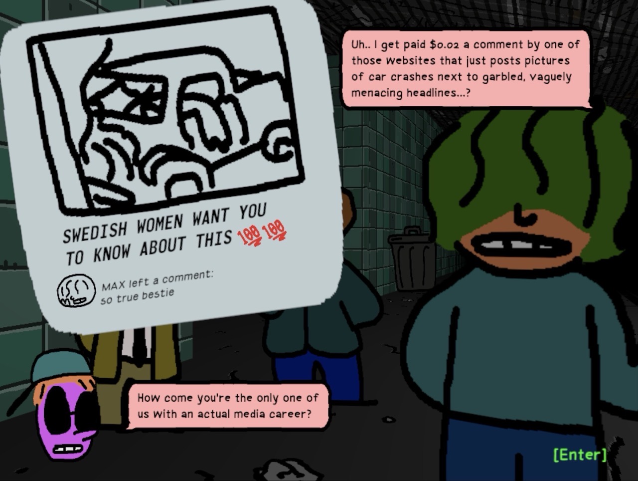 Screenshot from Anthology of the Killer showing what a real media career looks like