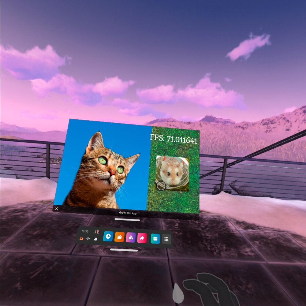An Oculus Quest screenshot of Growl