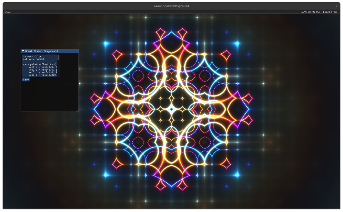 A screenshot of Growl shader playground