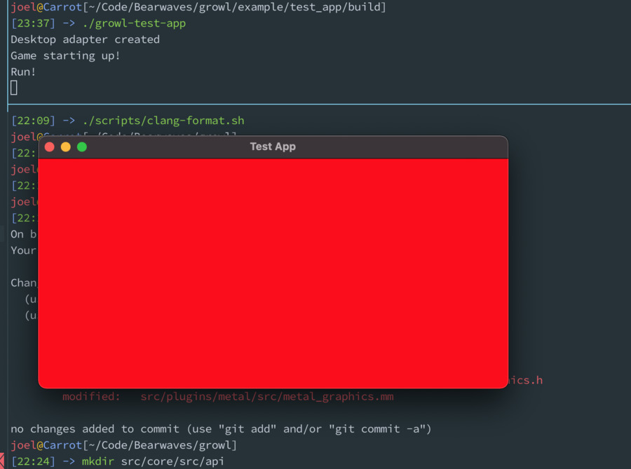 A screenshot showing a macOS window with a red background.